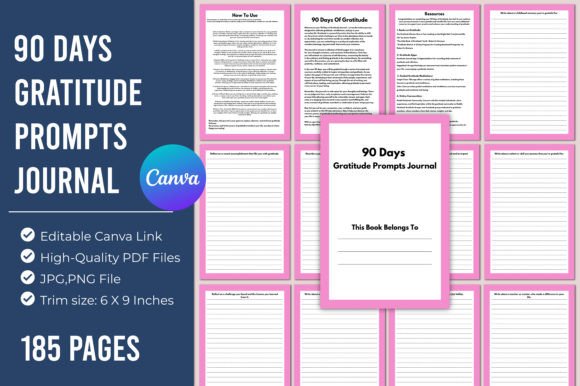 Download 90 Days Gratitude Prompts Journal Canva - Gratitude prompts Collection