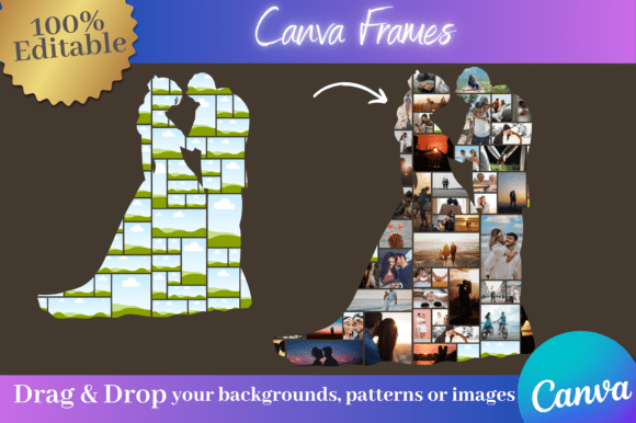 Download Bride &amp; Groom Photo Collage Canva Frames - Premium Resources