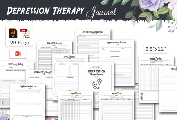 Download Depression Therapy Journal Bundle Sheets - Depression therapy journal Collection